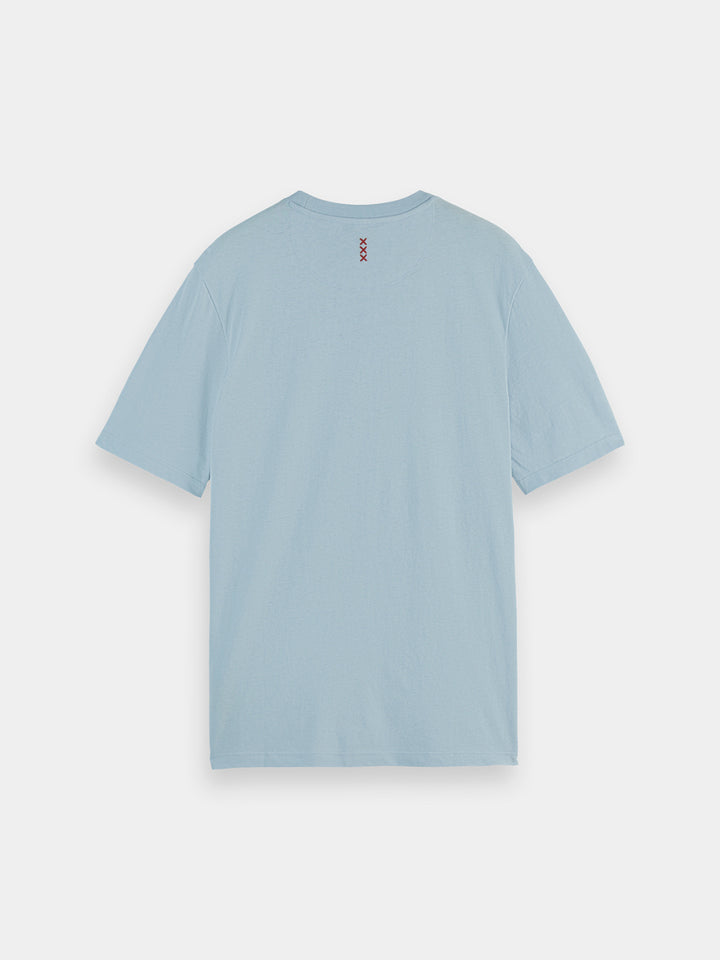 Scotch & Soda 3 Crosses Cotton-Linen Blend Tee in Shirting Blue | Buster McGee
