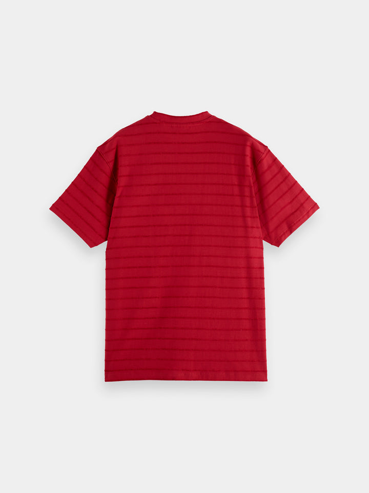 Scotch & Soda Relaxed Fit Towelling Stripe Tee in Roadside Red | Buster McGee