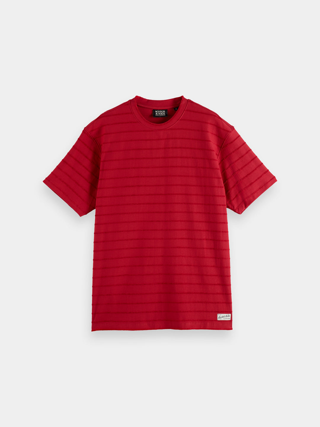 Scotch & Soda Relaxed Fit Towelling Stripe Tee in Roadside Red | Buster McGee