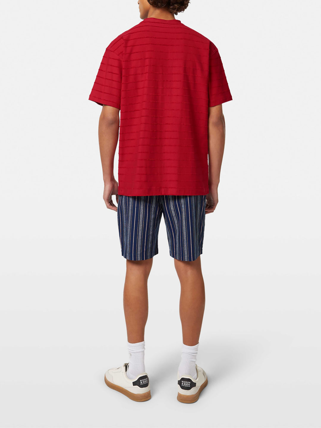 Scotch & Soda Relaxed Fit Towelling Stripe Tee in Roadside Red | Buster McGee