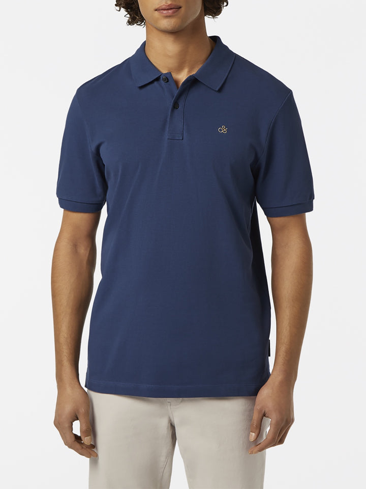 Scotch & Soda Logo Pique Polo Shirt in Atlantic Blue | Buster McGee