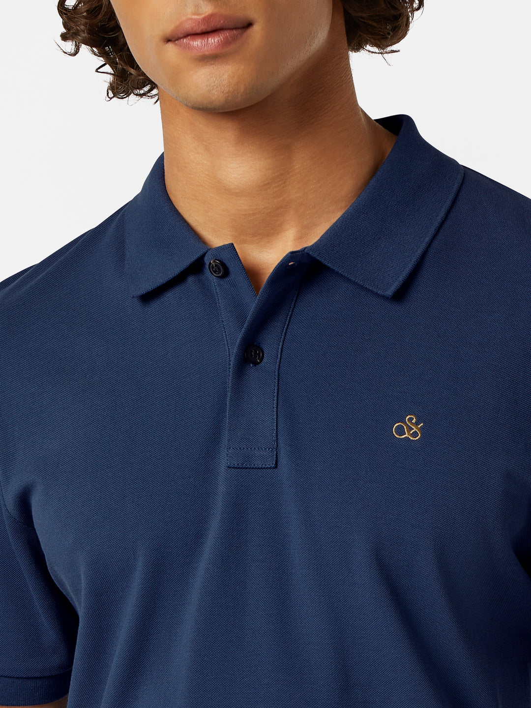 Scotch & Soda Logo Pique Polo Shirt in Atlantic Blue | Buster McGee