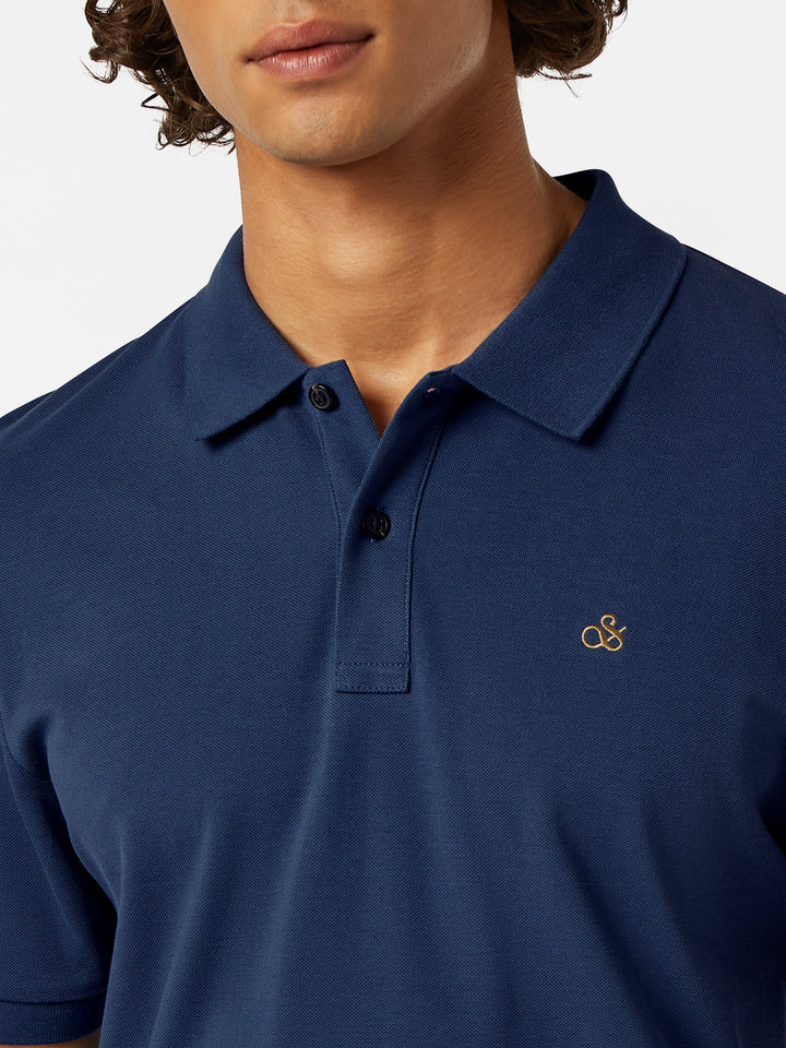 Scotch & Soda Logo Pique Polo Shirt in Atlantic Blue | Buster McGee