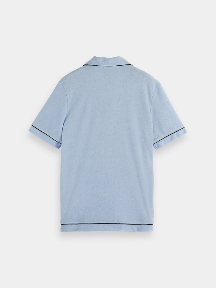 Scotch & Soda Relaxed Fit Towelling Polo Shirt in Light Shirting Blue | Buster McGee
