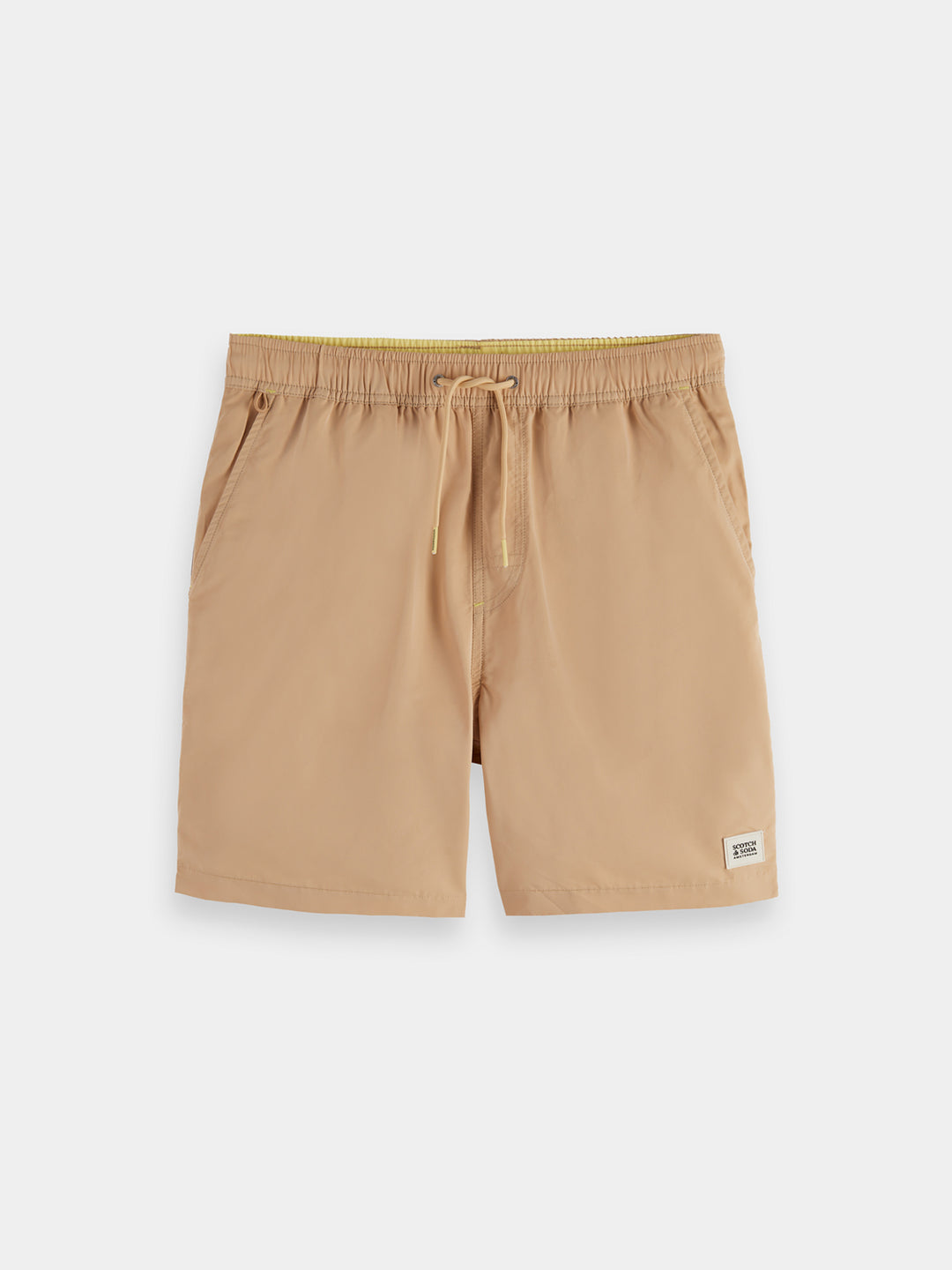 Scotch & Soda Solid Mid-Length Swim Short in Soft Camel | Buster McGee
