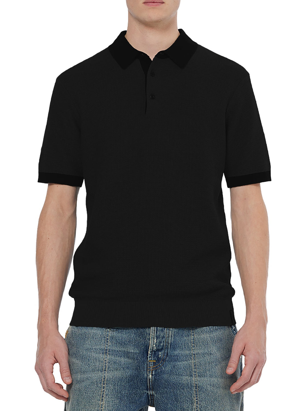 Scotch & Soda Structured Knitted Polo in Black | Buster McGee