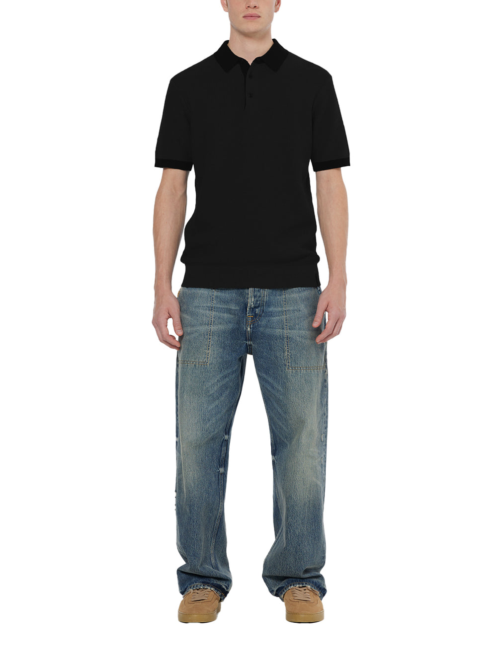Scotch & Soda Structured Knitted Polo in Black | Buster McGee