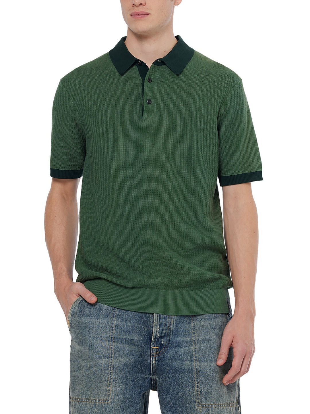 Scotch & Soda Structured Knitted Polo in Sage Green | Buster McGee