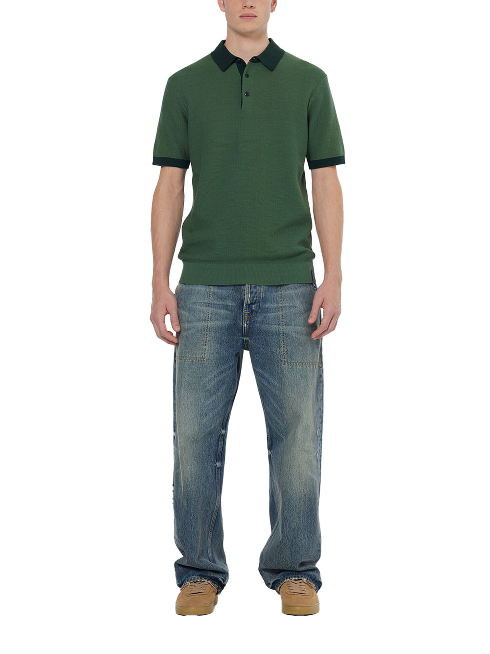 Scotch & Soda Structured Knitted Polo in Sage Green | Buster McGee