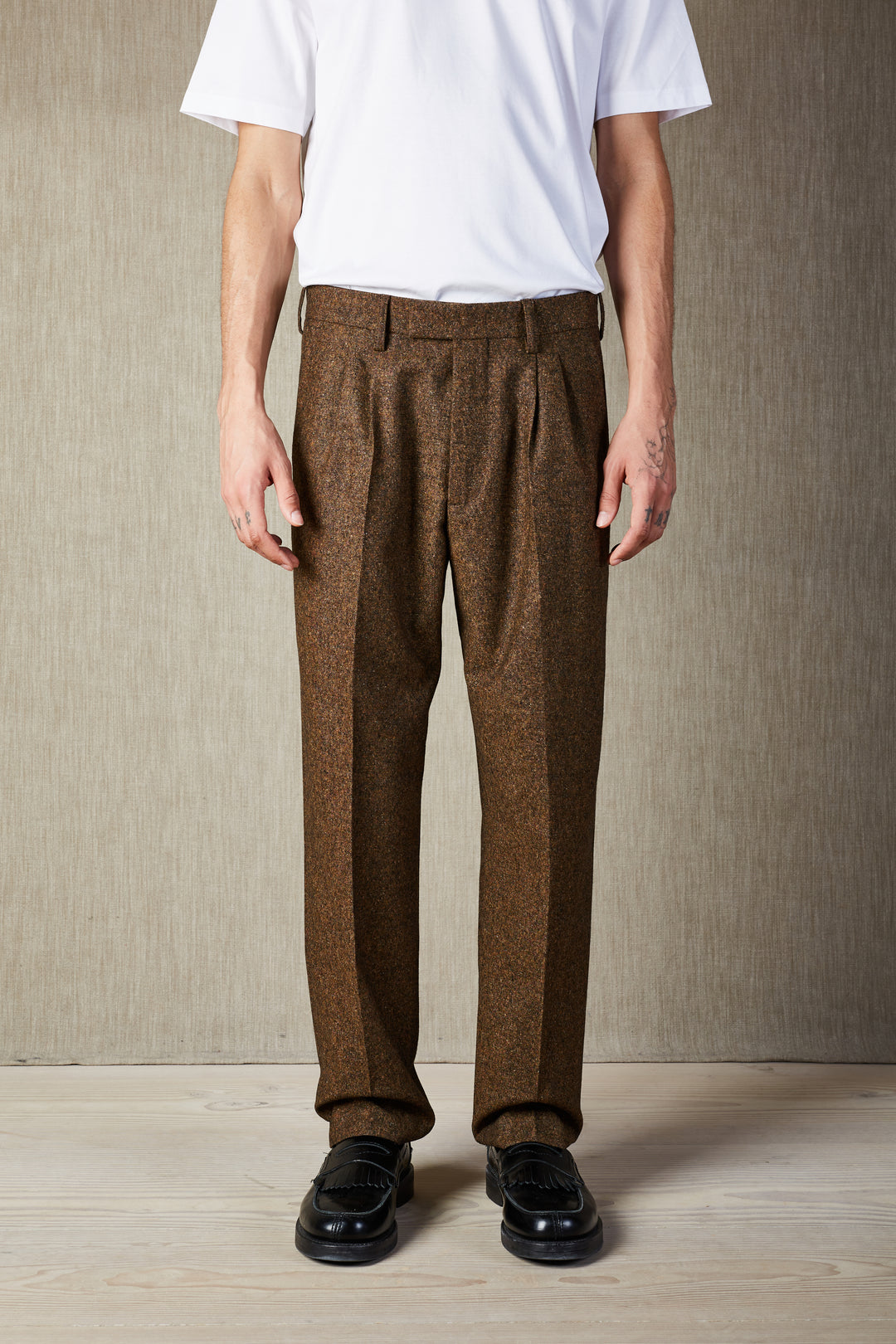 NN07 Fritz 1799 Donegal Tweed Trouser in Orange Brown | Buster McGee