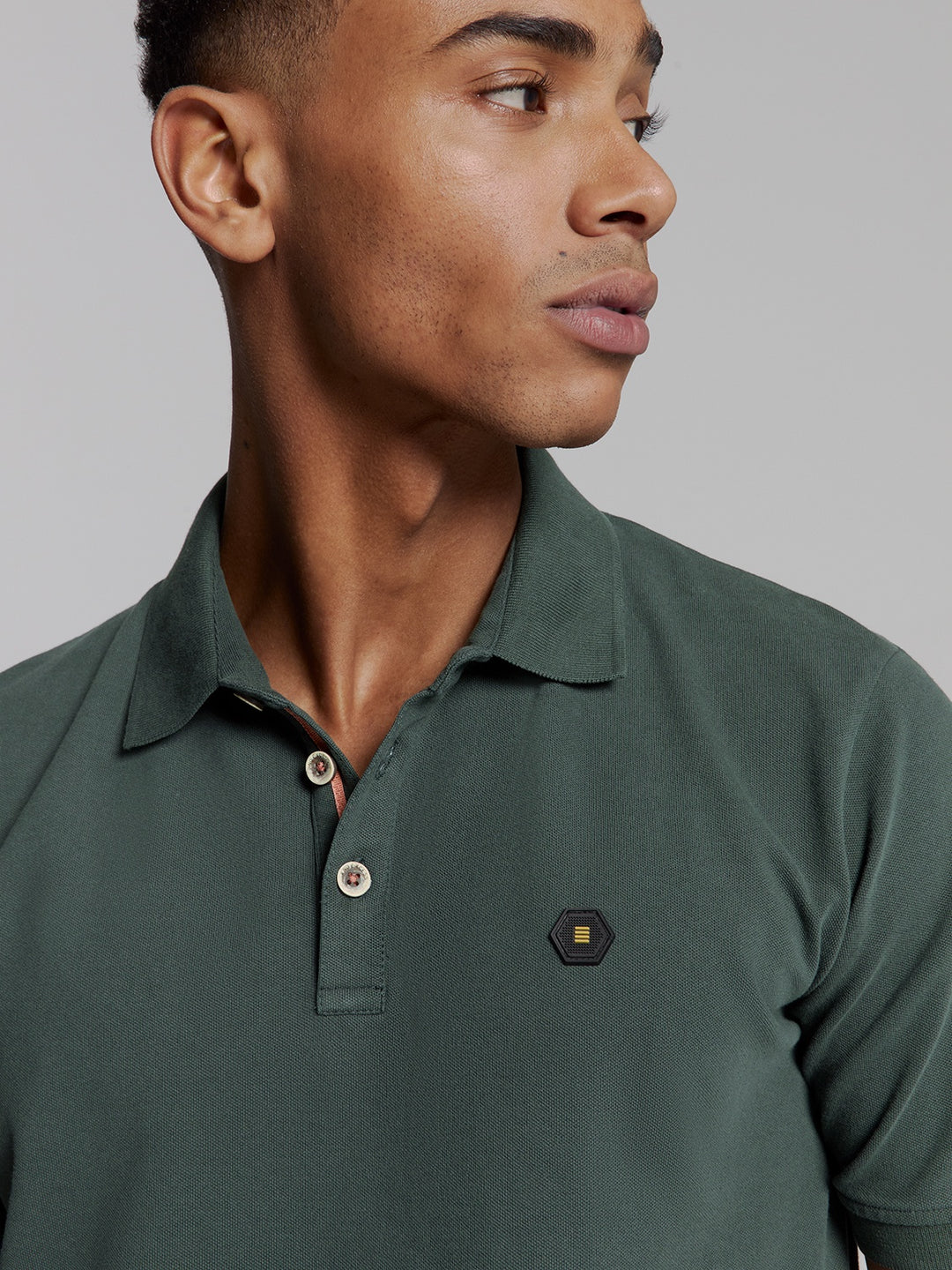 No Excess Garment Dyed Pique Polo in Dark Steel | Buster McGee