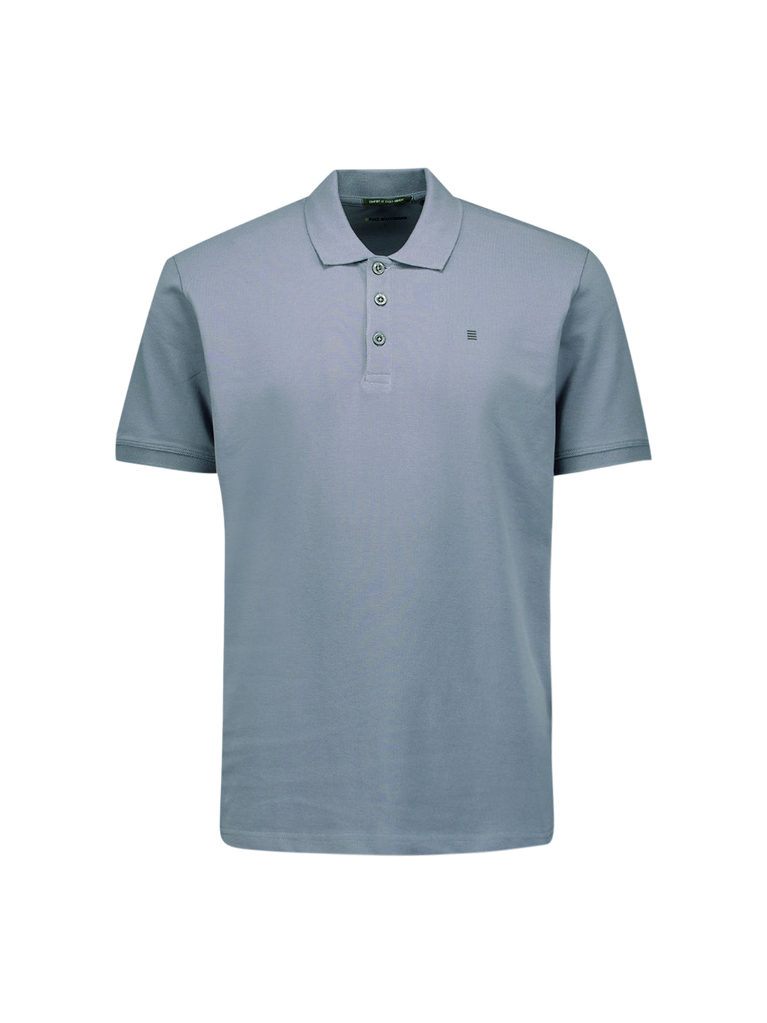 No Excess Solid Stretch Pique Polo in Washed Blue | Buster McGee
