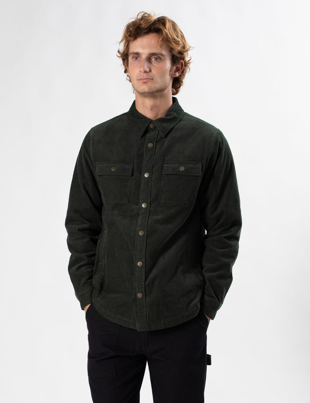 Mr Simple Quilted Cord Jacket in Pine | Buster McGee