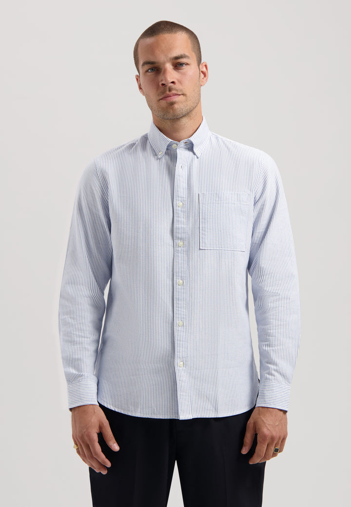 DSTREZZED Oliver Longsleeve Shirt in Navy/White Stripe | Buster McGee