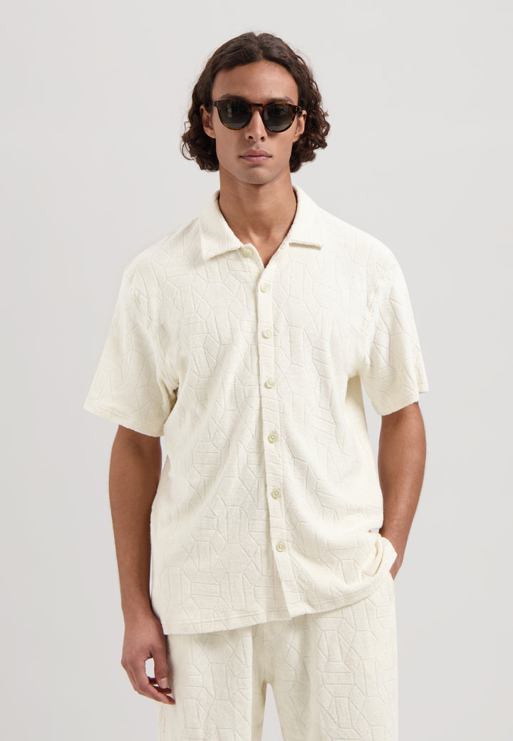 Dstrezzed Myron Jacquard Towelling Shirt in Offwhite | Buster McGee