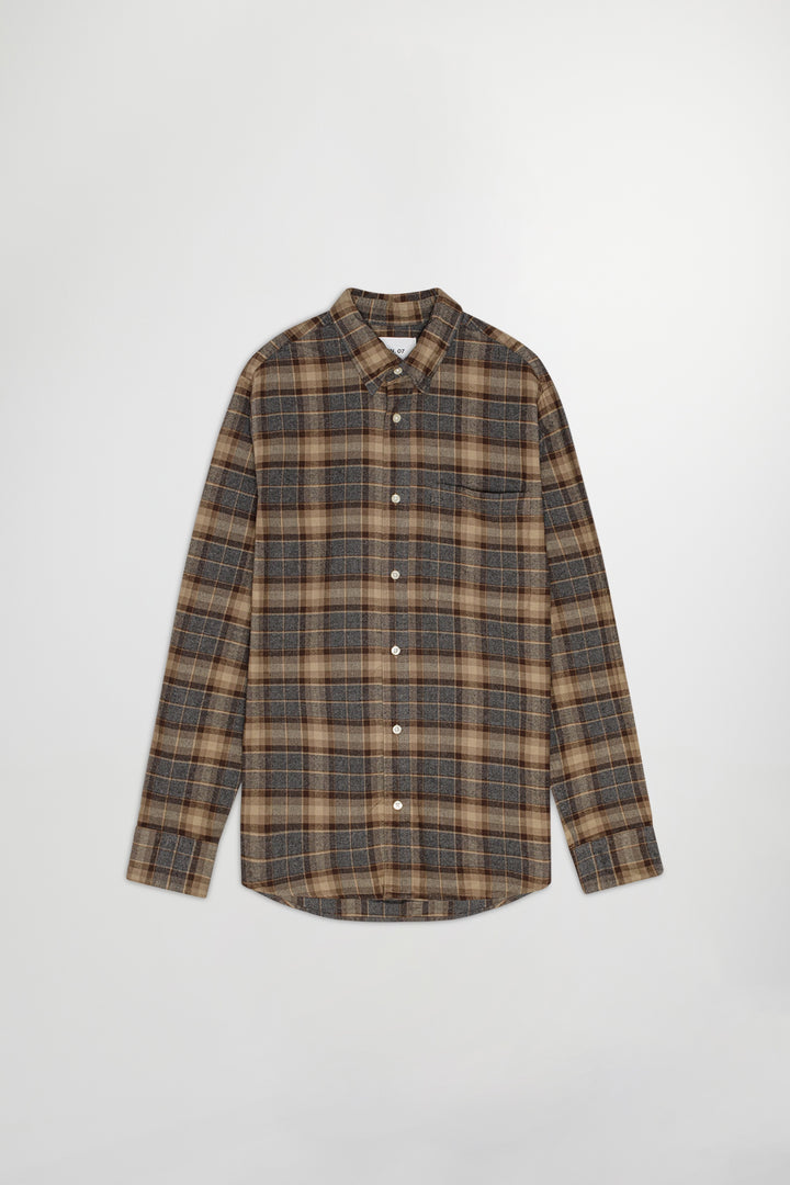 NN07 Deon 5465 Cotton Shirt in Brown Check | Buster McGee