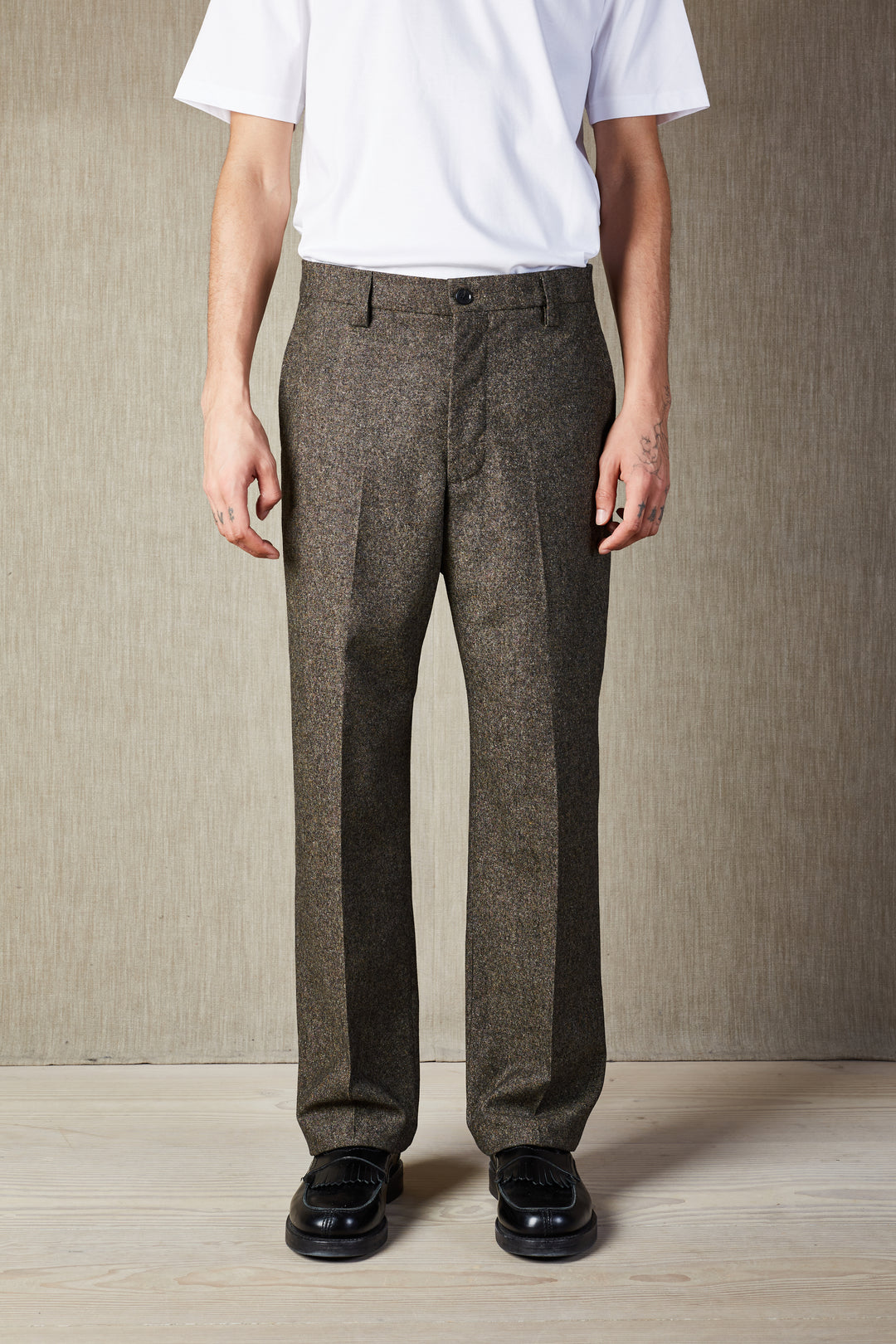 NN07 Paw 1799 Donegal Tweed Trouser in Brown | Buster McGee