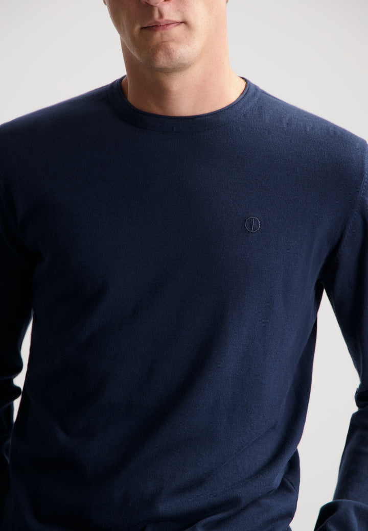DSTREZZED Gage Cotton Crewneck in Dark Navy | Buster McGee