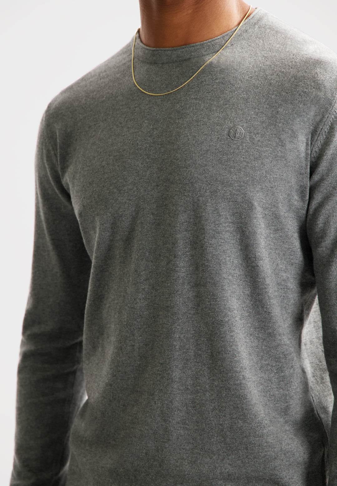 DSTREZZED Gage Cotton Crewneck in Grey Melange | Buster McGee