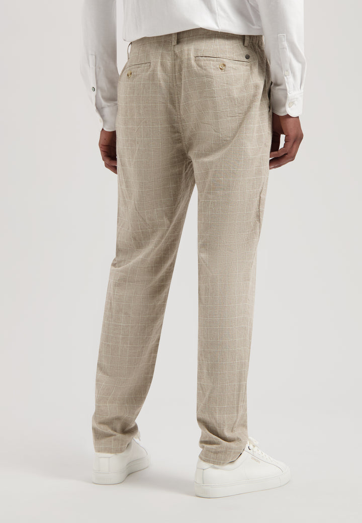 Dstrezzed Logan Check Linen Pants in Timber Wolf | Buster McGee