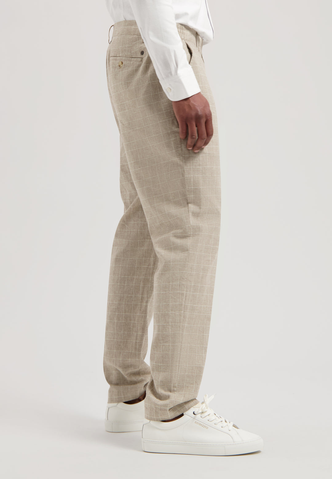 Dstrezzed Logan Check Linen Pants in Timber Wolf | Buster McGee