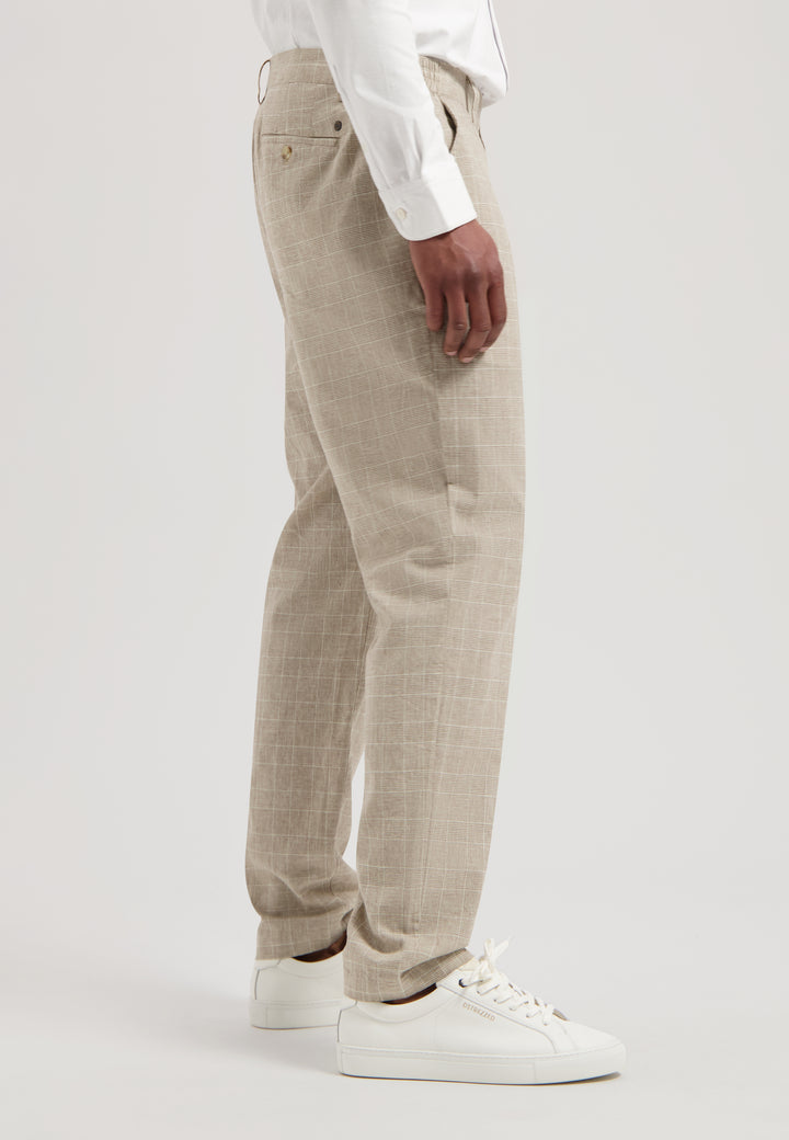 Dstrezzed Logan Check Linen Pants in Timber Wolf | Buster McGee