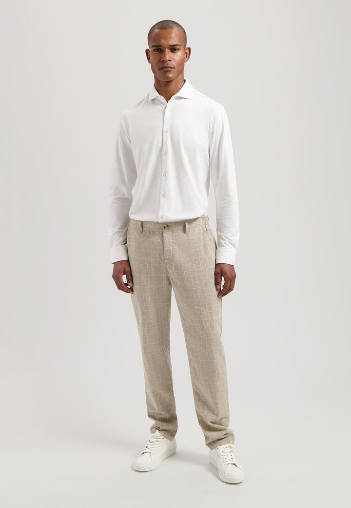 Dstrezzed Logan Check Linen Pants in Timber Wolf | Buster McGee