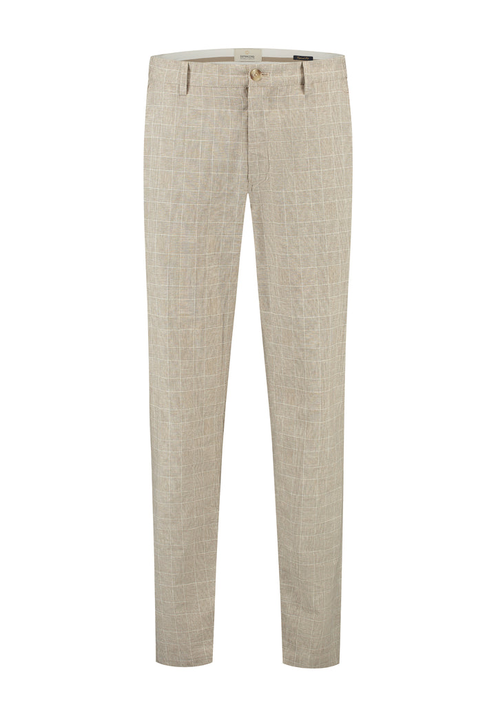 Dstrezzed Logan Check Linen Pants in Timber Wolf | Buster McGee