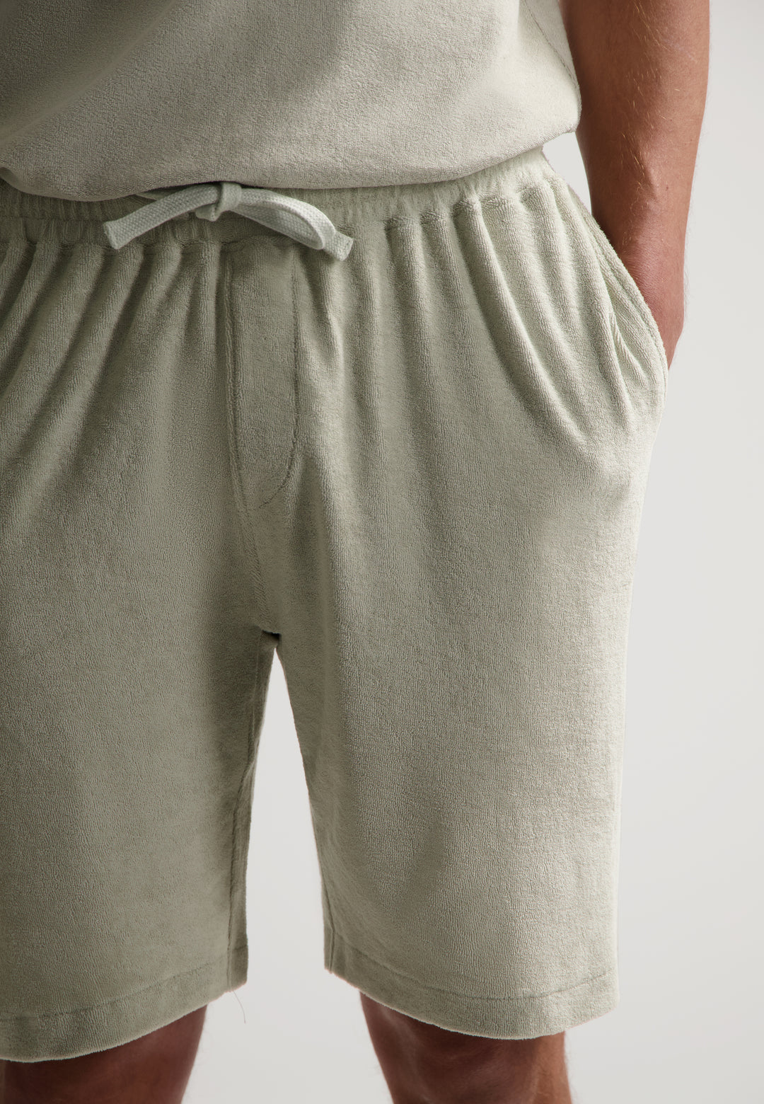 Dstrezzed Logan Towelling Shorts in Silver Birch | Buster McGee