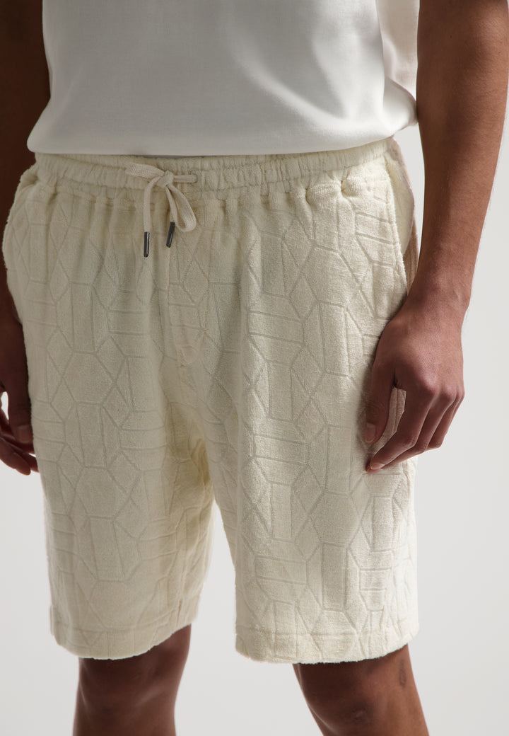 Dstrezzed Logan Shorts Jaquard Towelling in Offwhite | Buster McGee