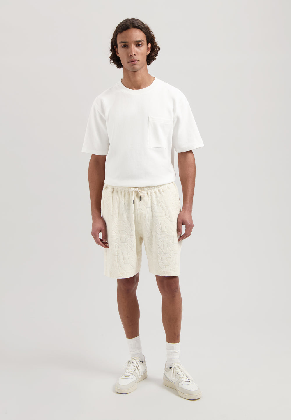 Dstrezzed Logan Shorts Jaquard Towelling in Offwhite | Buster McGee