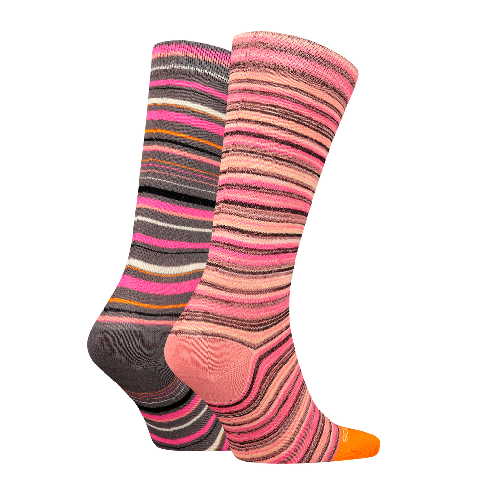 Stripe on Stripe Socks 2 Pack in Pink Grey | Buster McGee