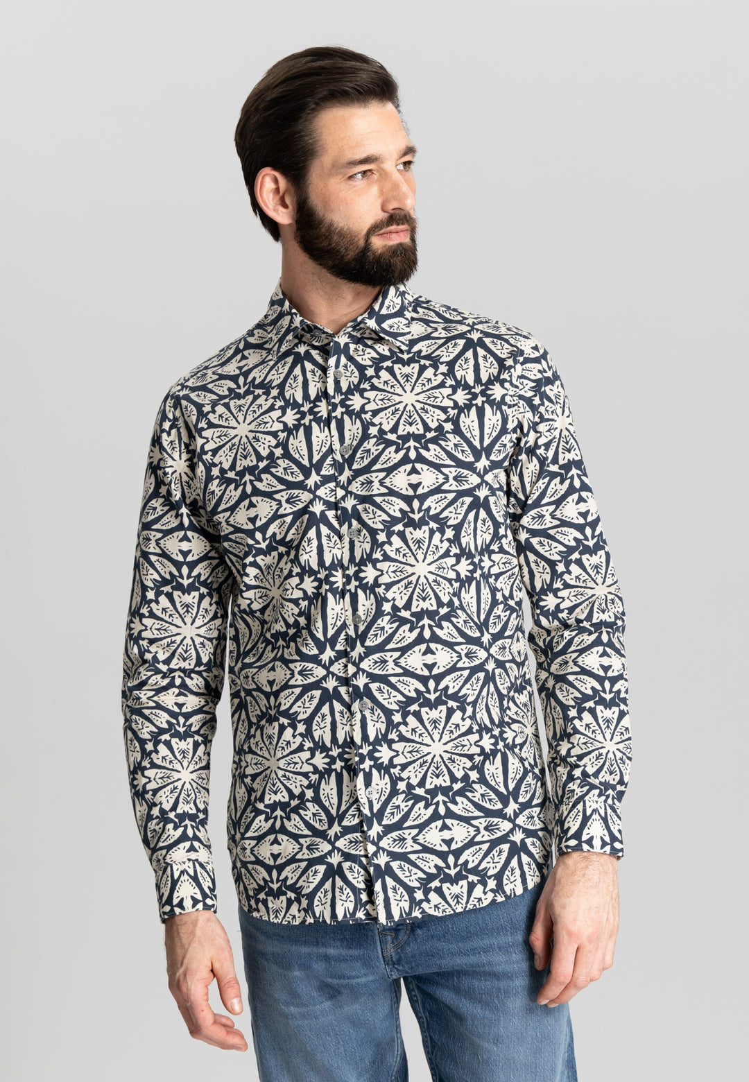 DSTREZZED - Tallak Longsleeve Shirt in Blue Nights | Buster McGee