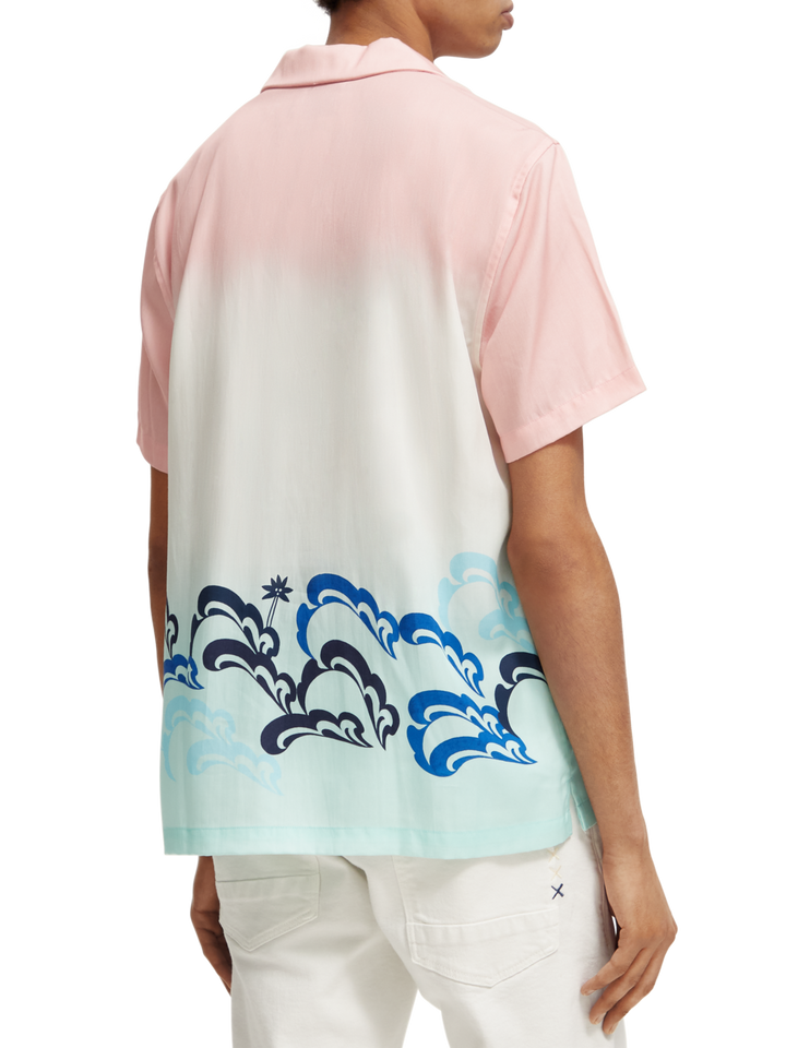 Printed Born to Love Camp Shirt in Pink Gradient | Buster McGee