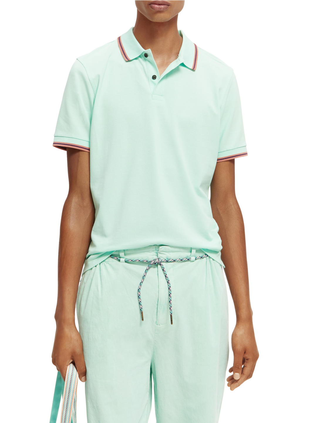 Organic Cotton Pique Polo with Contrast in Bay | Buster McGee