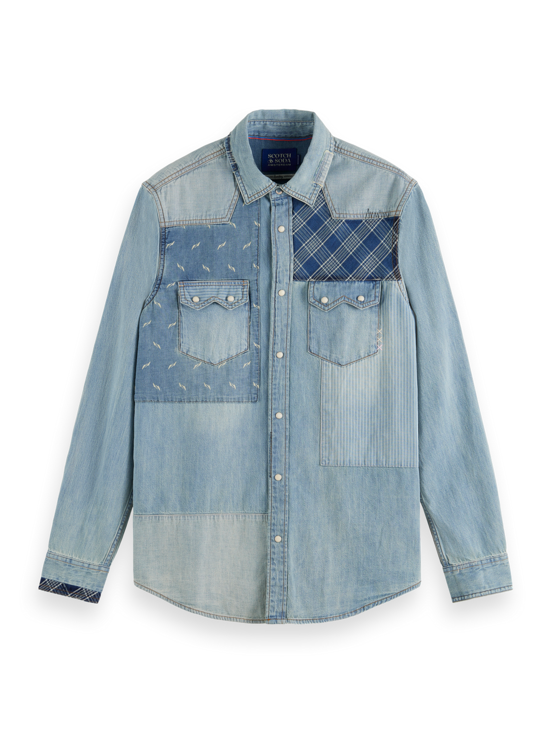 Washed Indigo Patchwork Western Shirt | Buster McGee