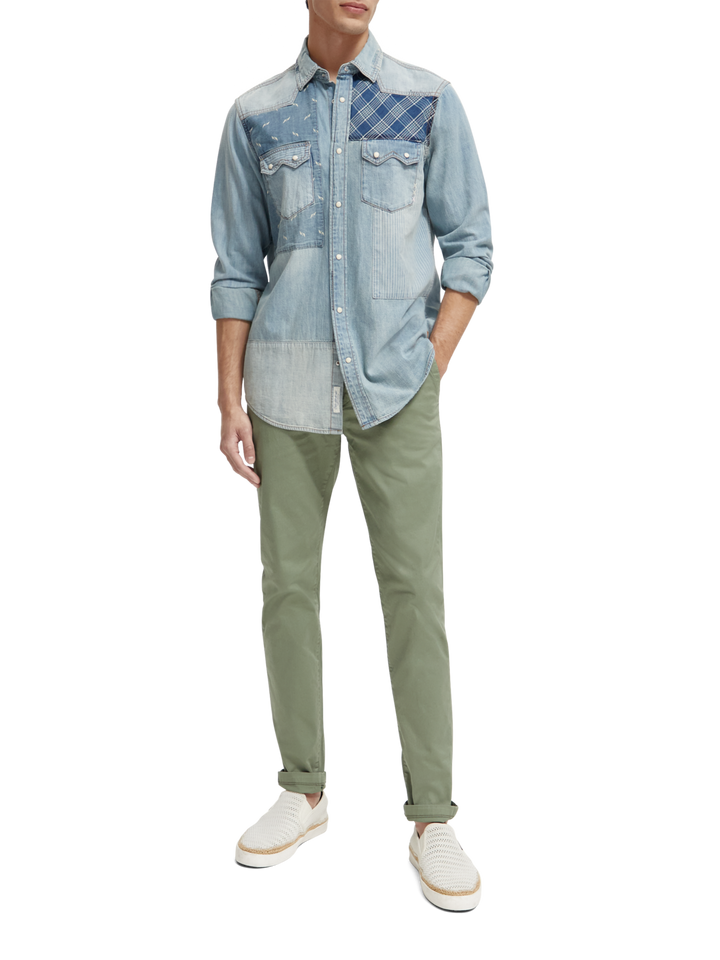 Washed Indigo Patchwork Western Shirt | Buster McGee