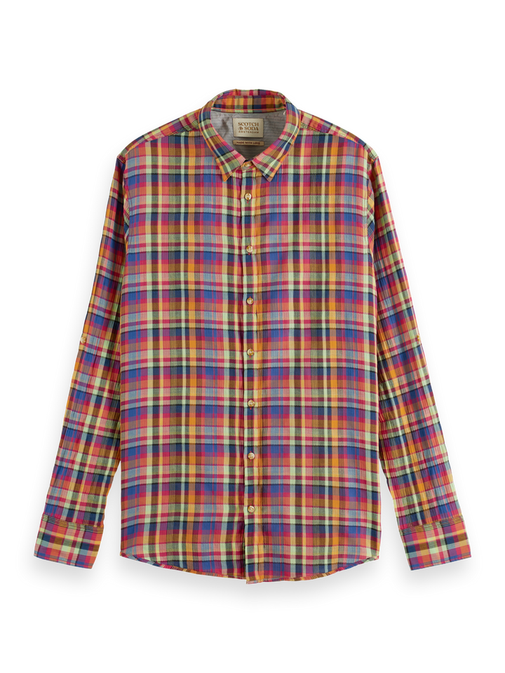Lightweight Seersucker Shirt in Red Multi Check | Buster McGee