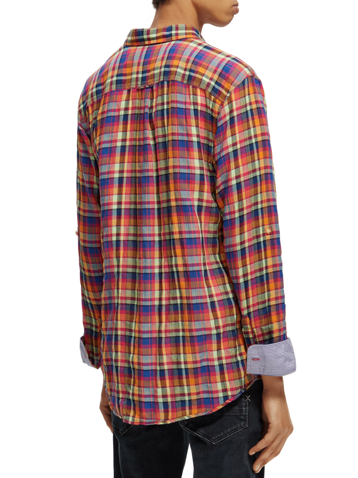 Lightweight Seersucker Shirt in Red Multi Check | Buster McGee