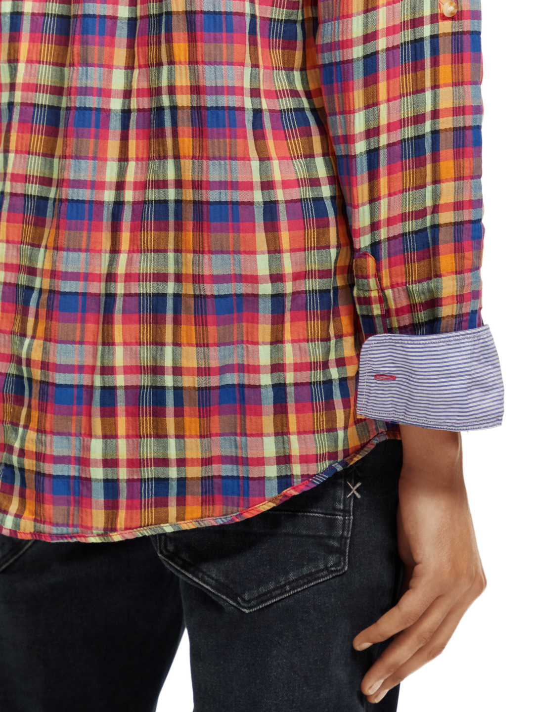Lightweight Seersucker Shirt in Red Multi Check | Buster McGee