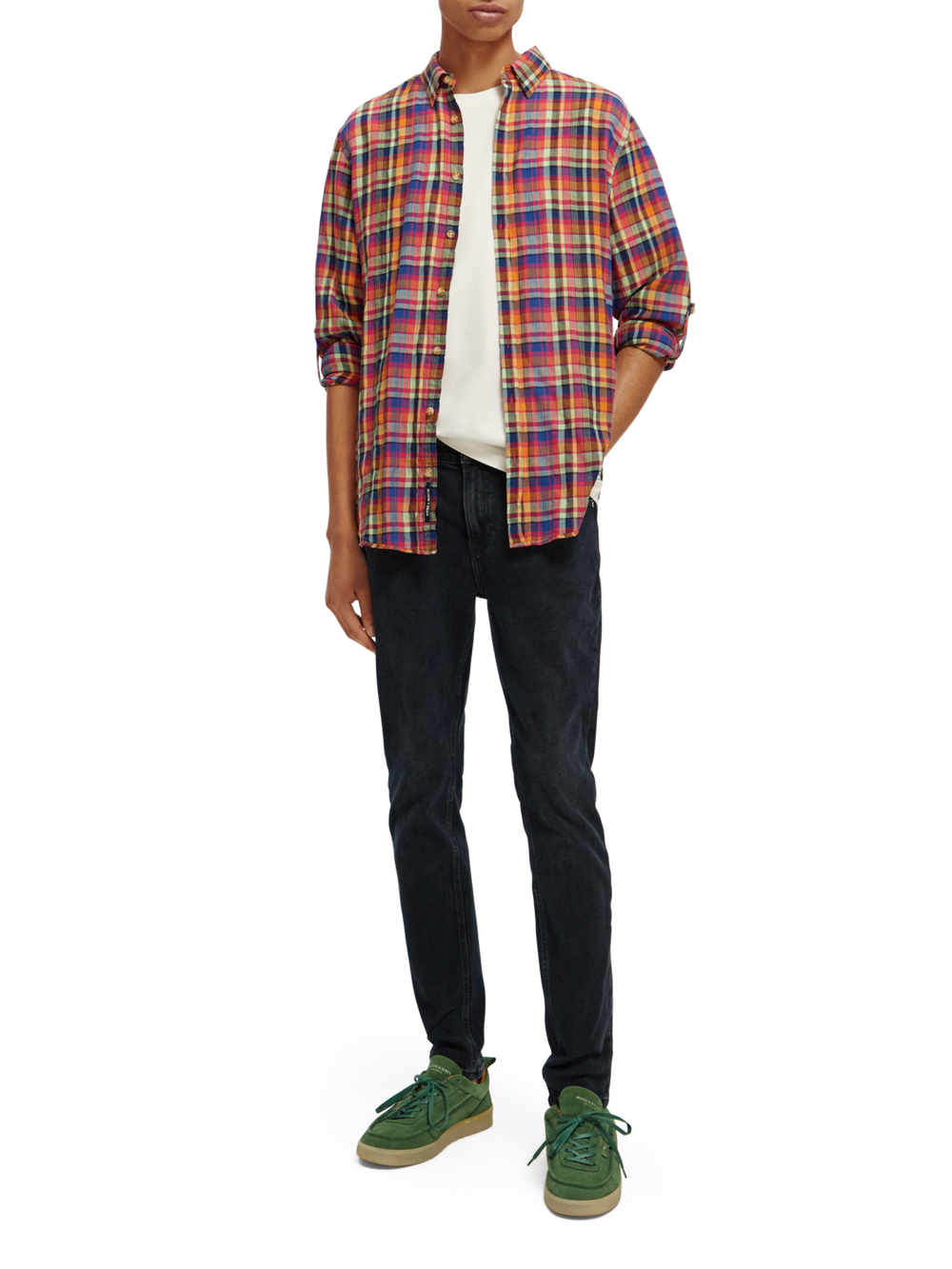 Lightweight Seersucker Shirt in Red Multi Check | Buster McGee