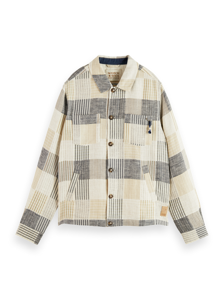 Jacquard Check Overshirt in Blue Check | Buster McGee Daylesford