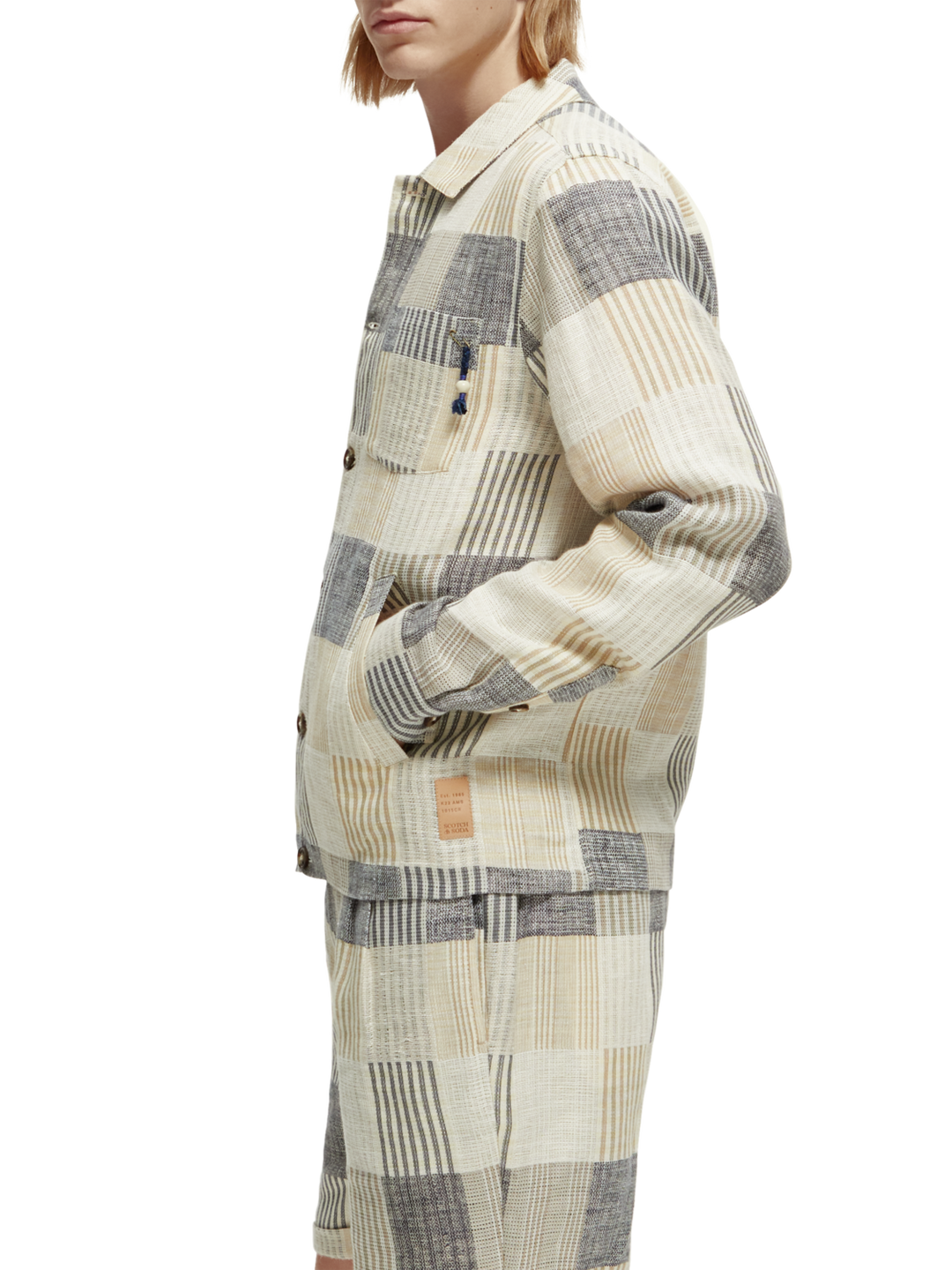 Jacquard Check Overshirt in Blue Check | Buster McGee Daylesford