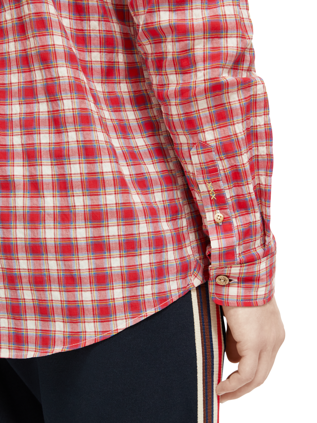 Regular Fit Crinkle Checked Shirt in Red Check | Buster McGee