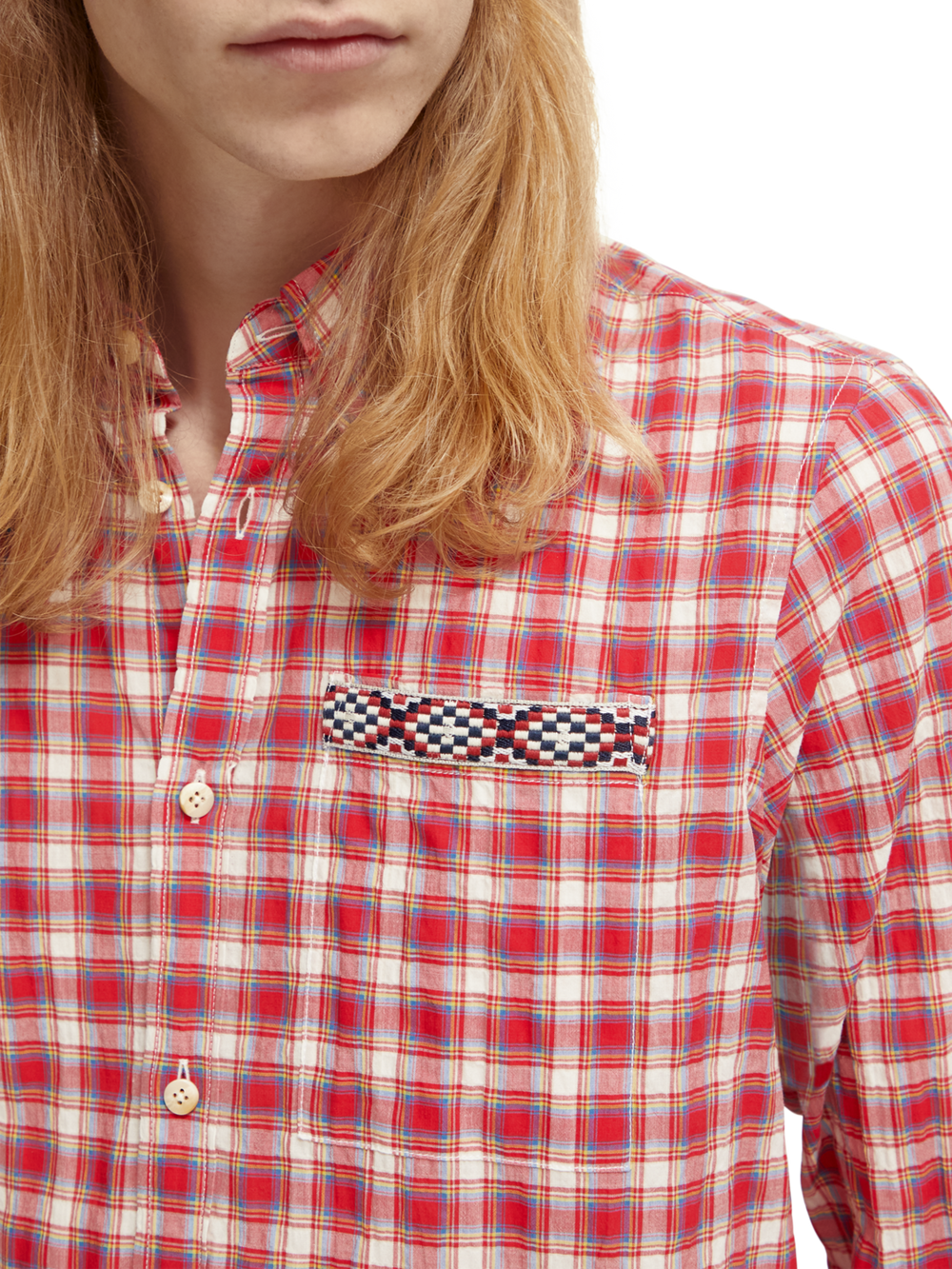 Regular Fit Crinkle Checked Shirt in Red Check | Buster McGee