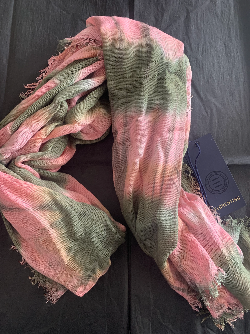 FLORENTINO - Summer Foulard in Khaki and Pink Tye Die Pattern