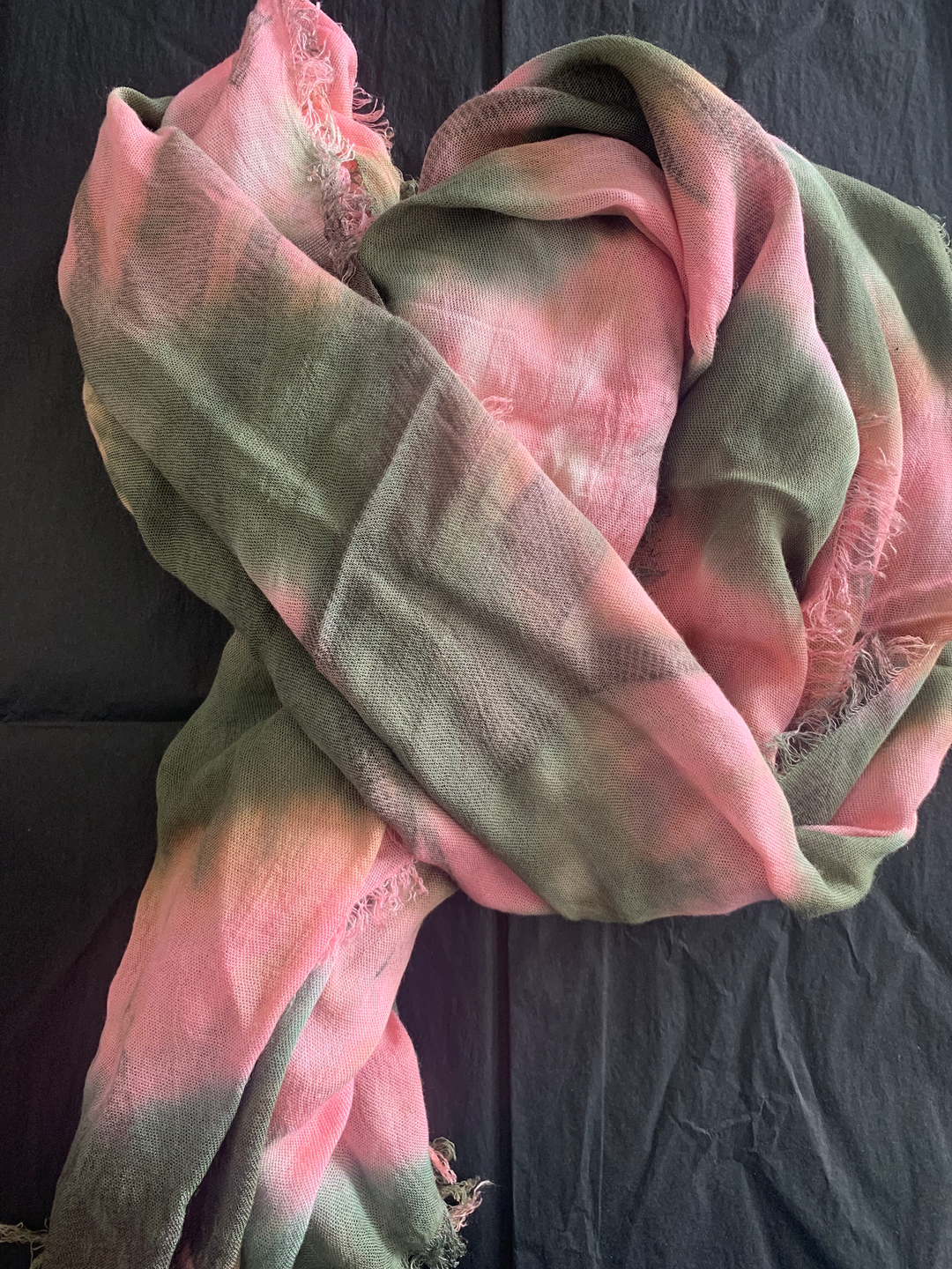 FLORENTINO - Summer Foulard in Khaki and Pink Tye Die Pattern