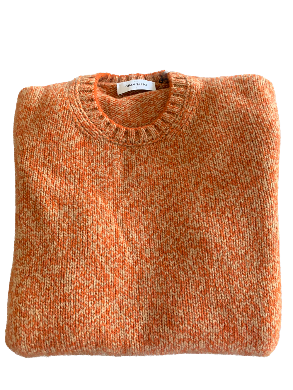 Gran Sasso -  Men's Crewneck Lambswool Sweater in Orange Fleck  | Buster McGee