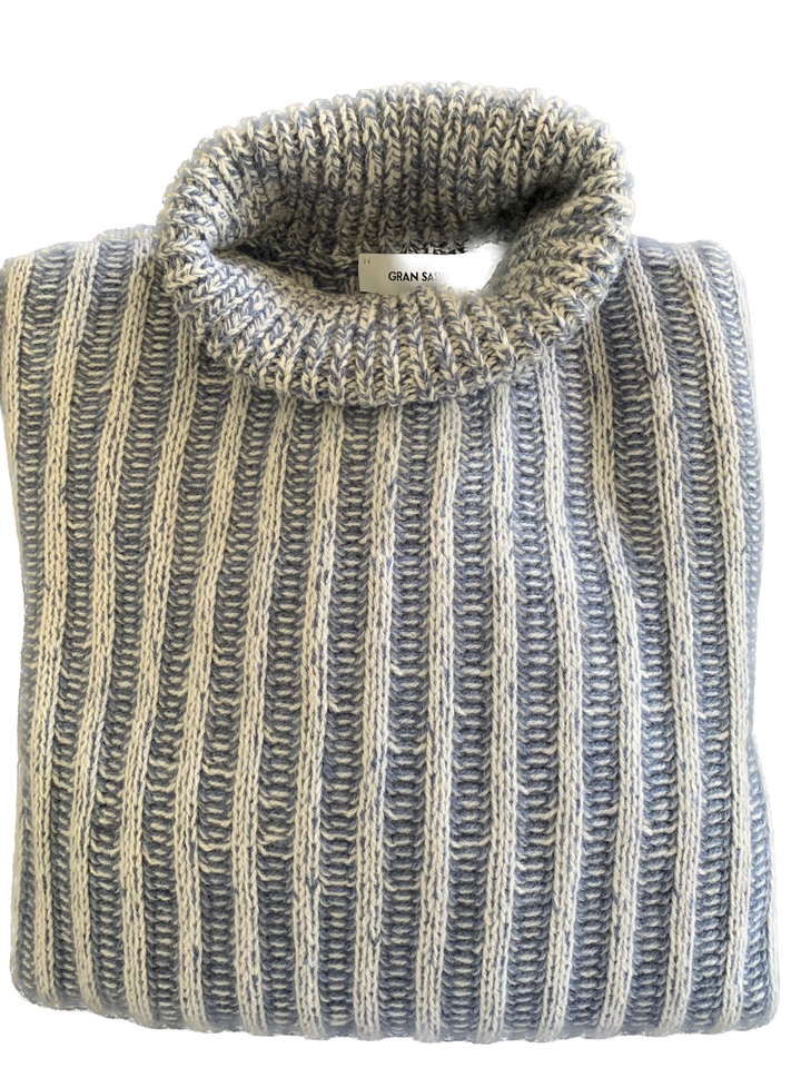 Gran Sasso - Super Geelong Turtle Neck Knit in Blue | Buster McGee