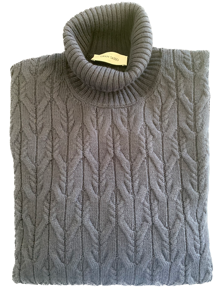Gran Sasso - Merino Turtle Neck Knit in Navy Blue | Buster McGee